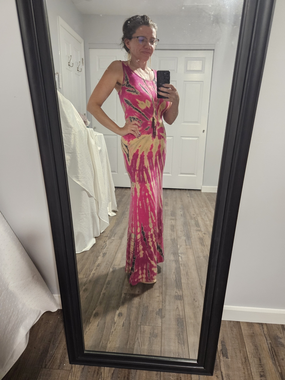 Go Couture Pink and Cream Tie-Dye Sleeveless Maxi Dress